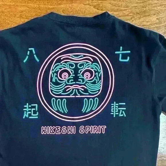 Hikeshi Spirit “Daruma” Long Sleeve Men’s Black Shirt With Neon Graphics XL EUC! - Picture 6 of 10